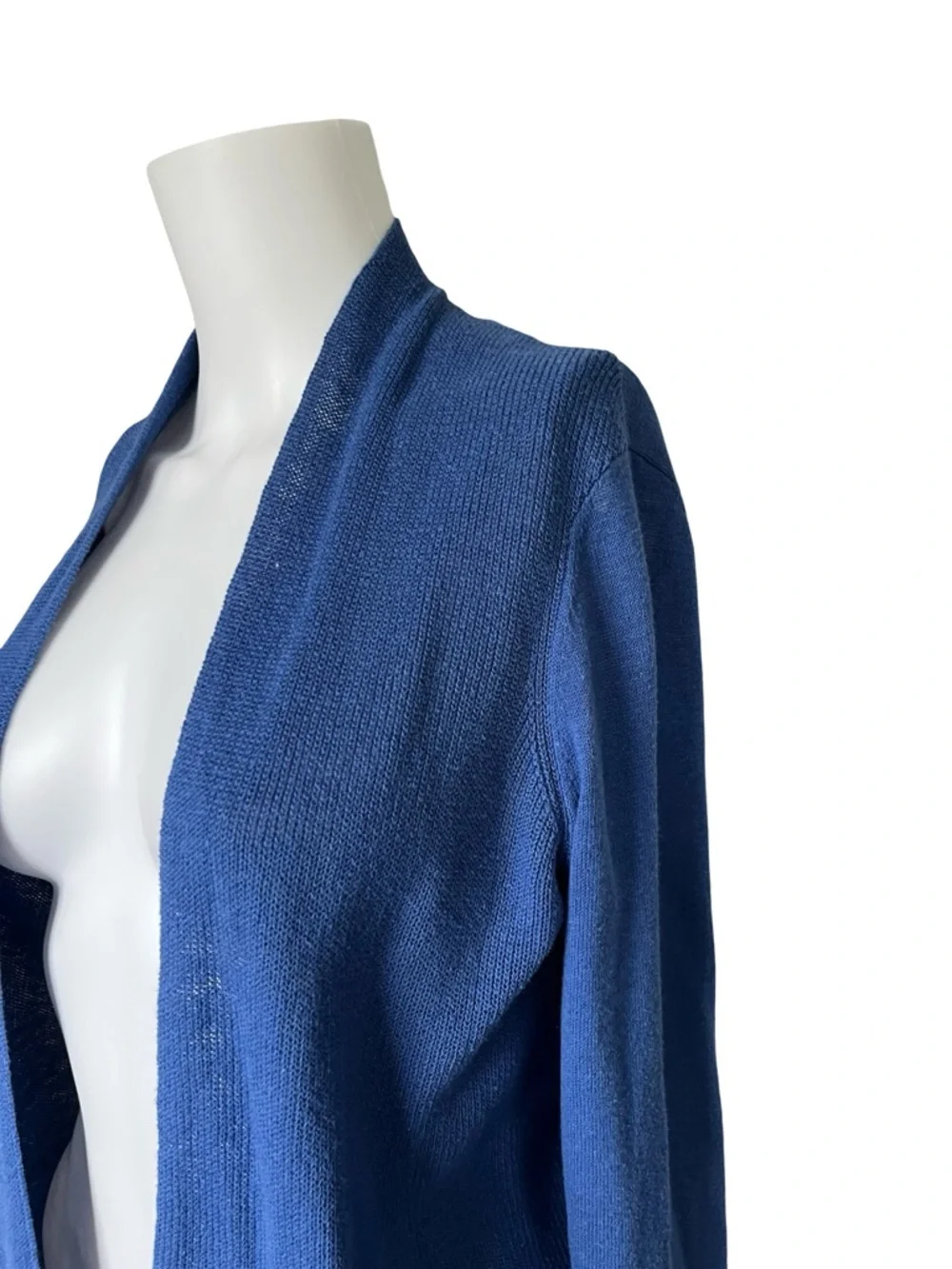 J McLaughlin Blue Open Front Cardigan Sweater Cotton Linen Womens Size Small